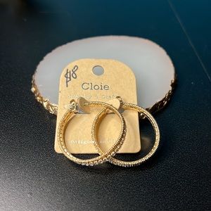 Cloie Gold Tone & Rhinestone Hoop Earrings